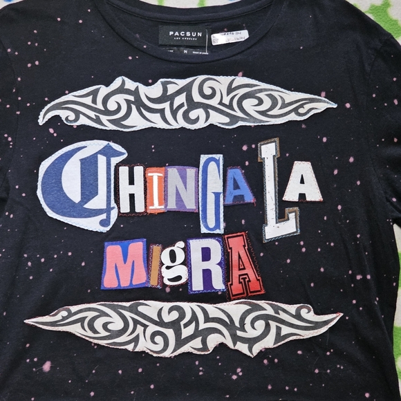 Reworked "Chinga La Migra" Cropped Tshirt - Picture 3 of 4